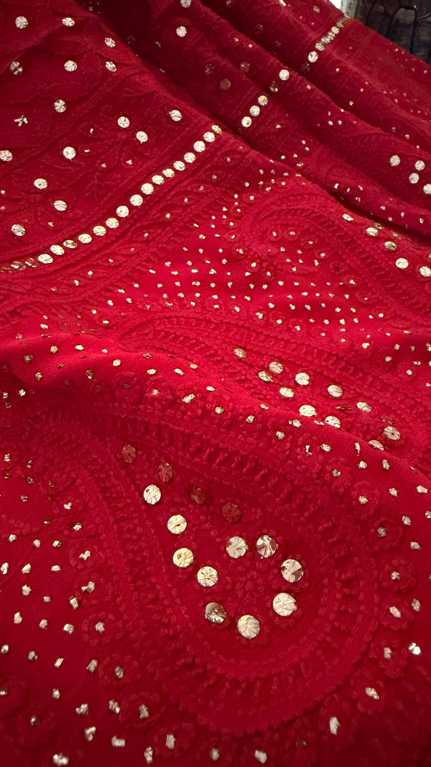 Party Wear Mukaish Chikankari Saree for Women