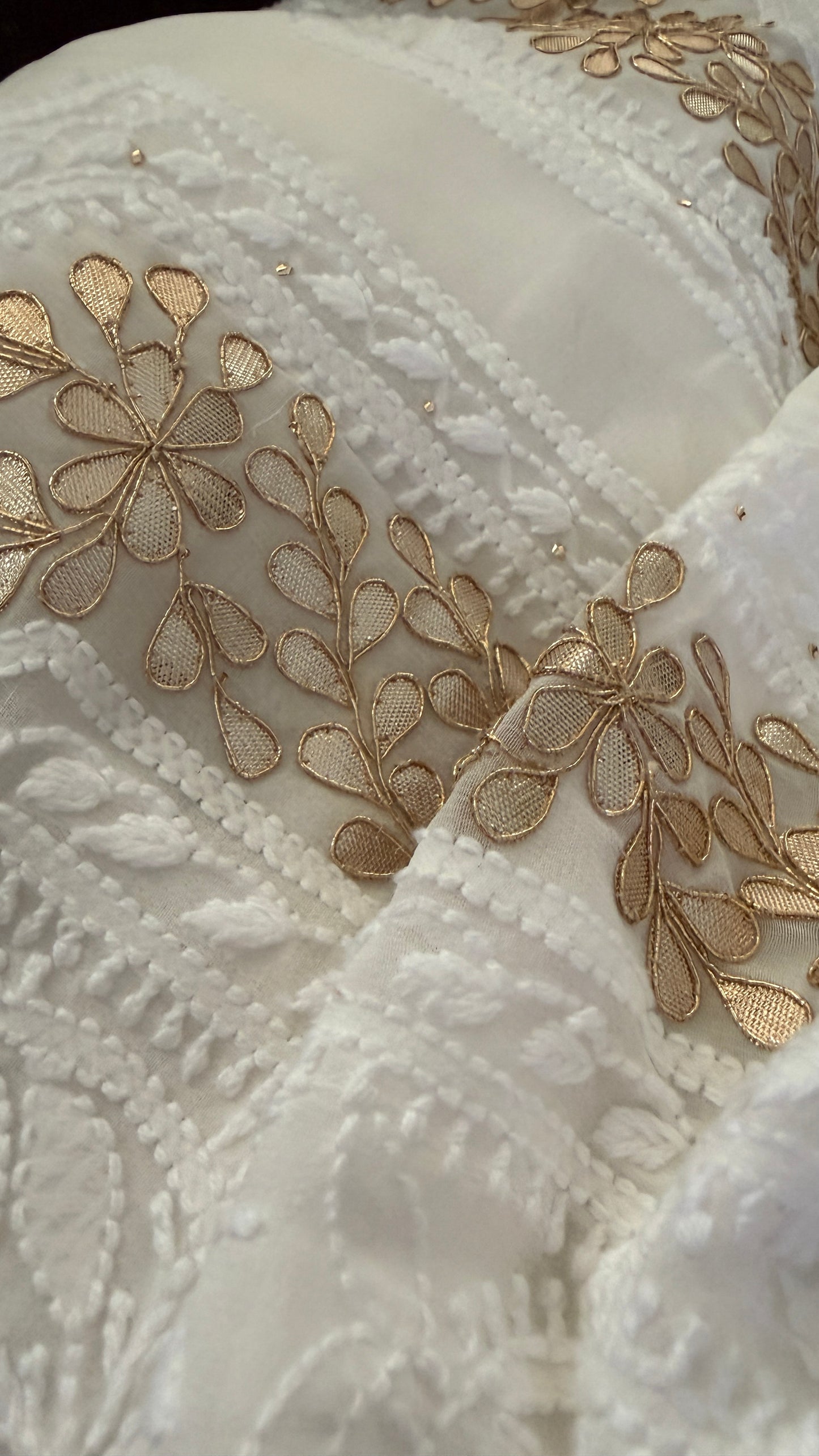 Exclusive Ivory Gota Patti Lucknowi Chikankari Suit