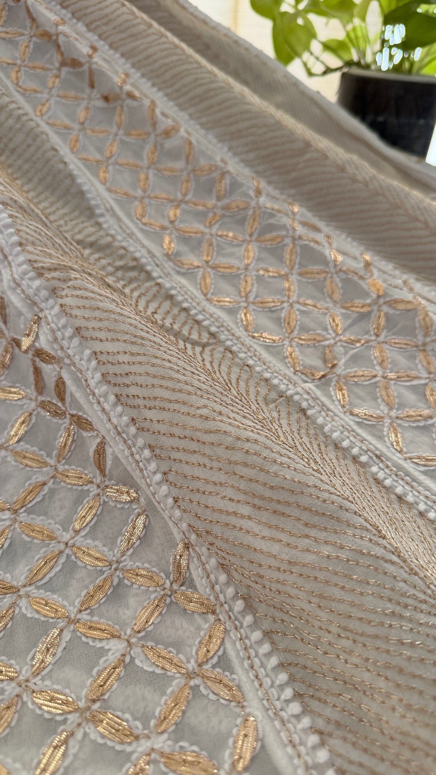 White Gota Patti Chikankari Anarkali Suit