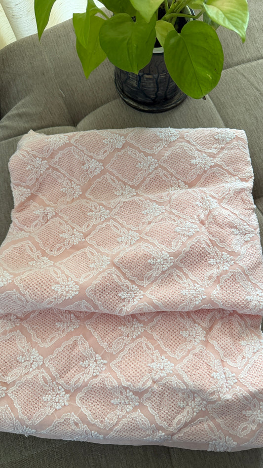 Pastel Pink Hand Jaali Chikankari Suit