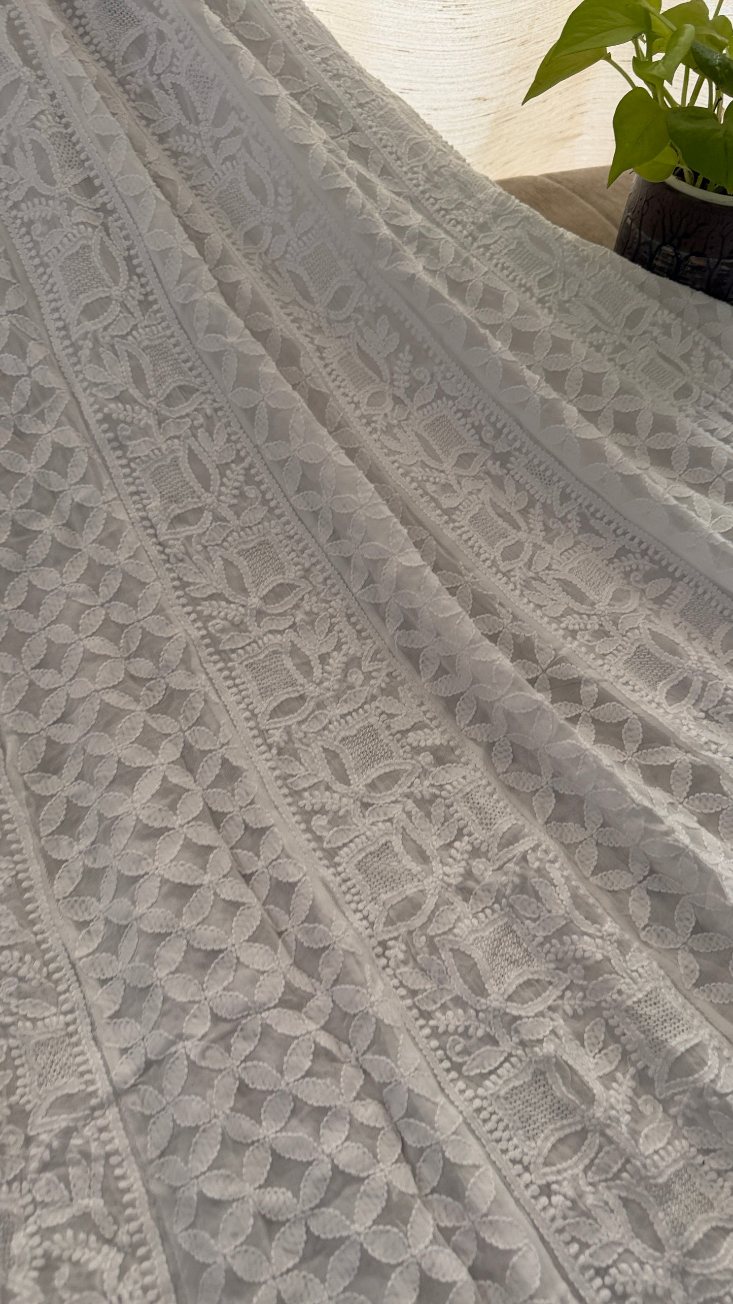 White Hand Jaali Chikankari Anarkali Suit