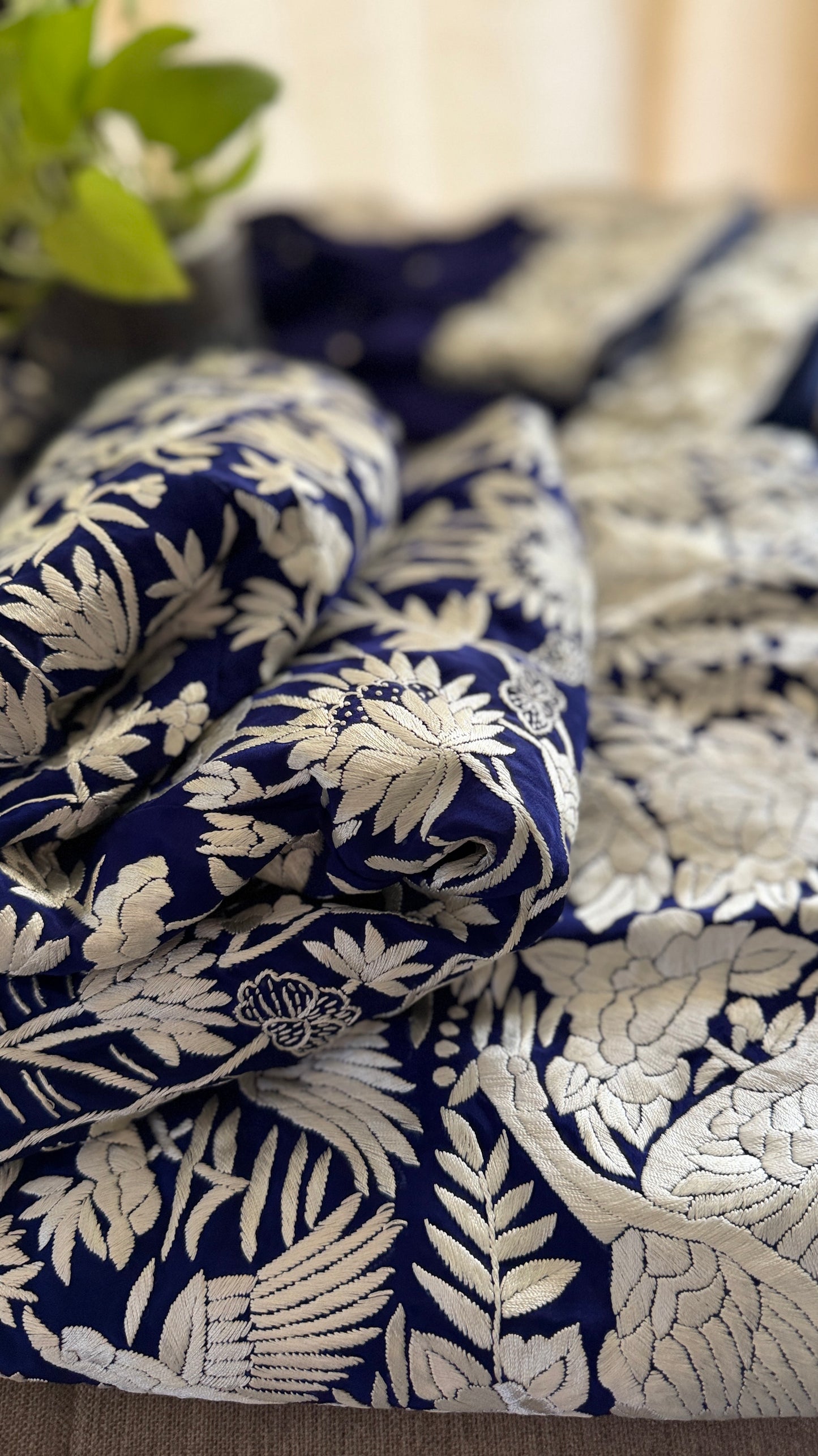 Masterpiece Navy Ivory Parsi Gara Lehenga Set