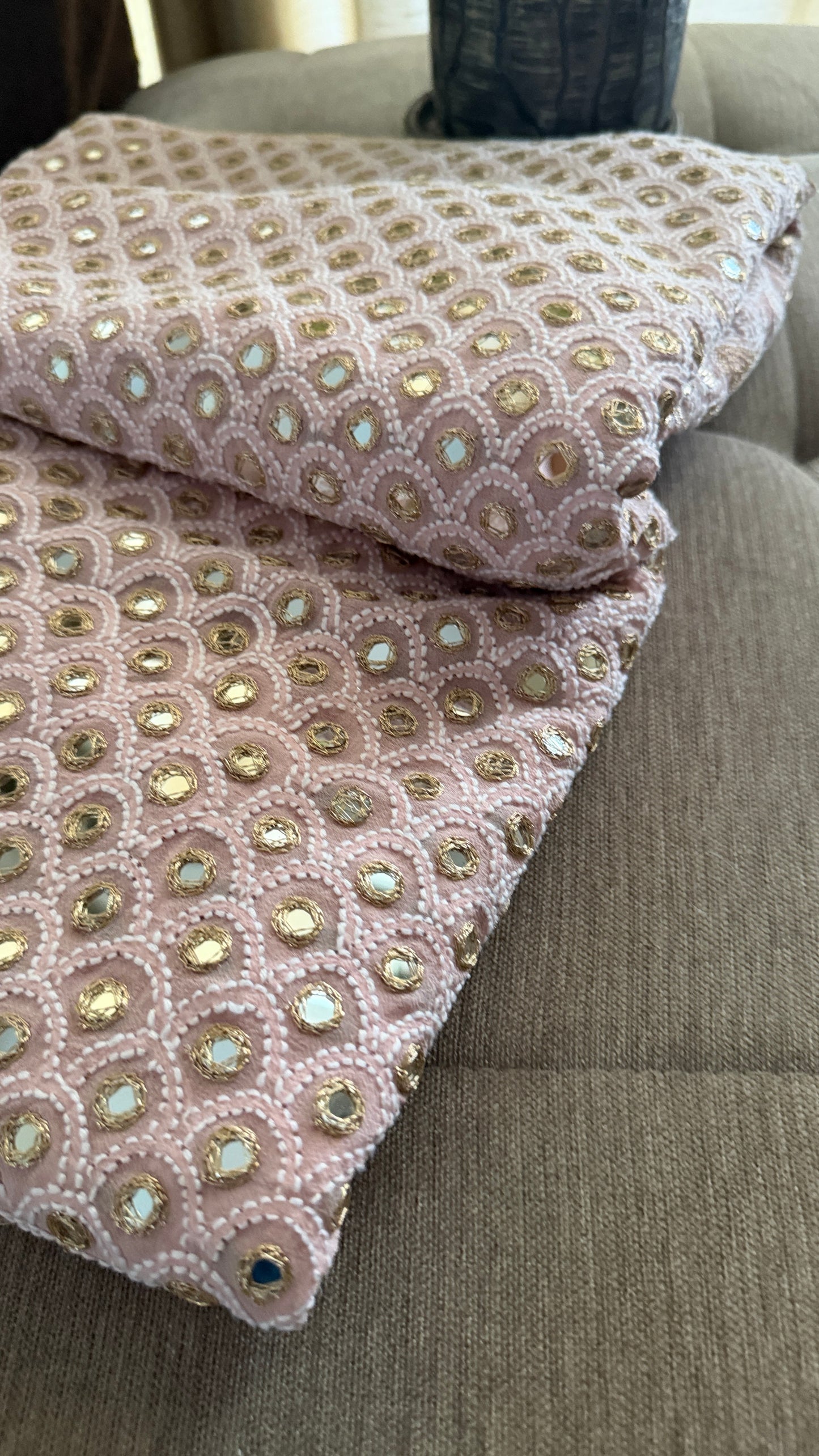 Dusty Pink Mirror & Gota Patti Chikankari Dupatta
