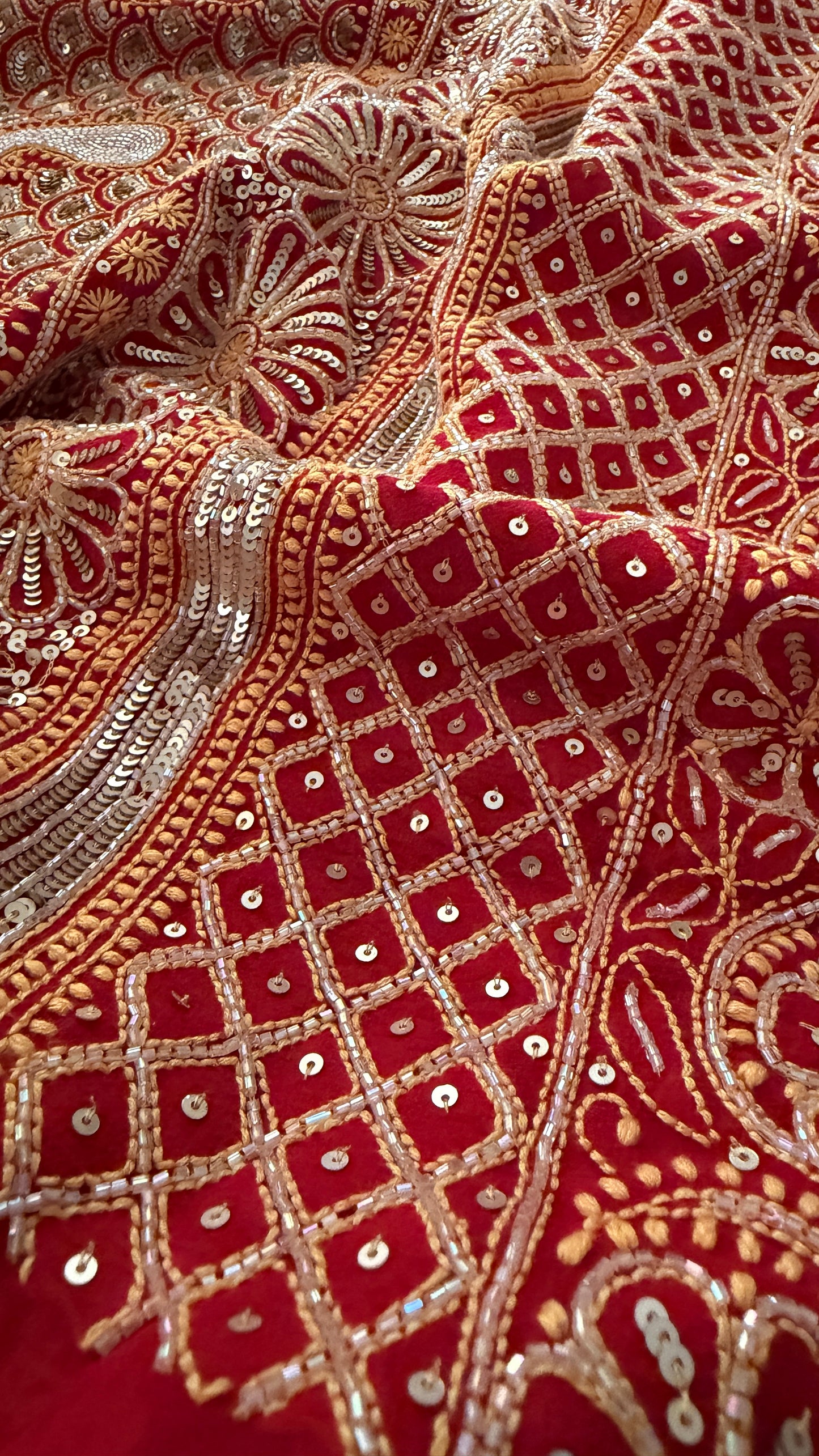 Party Wear Red Embellished Chikankari Suit for Women