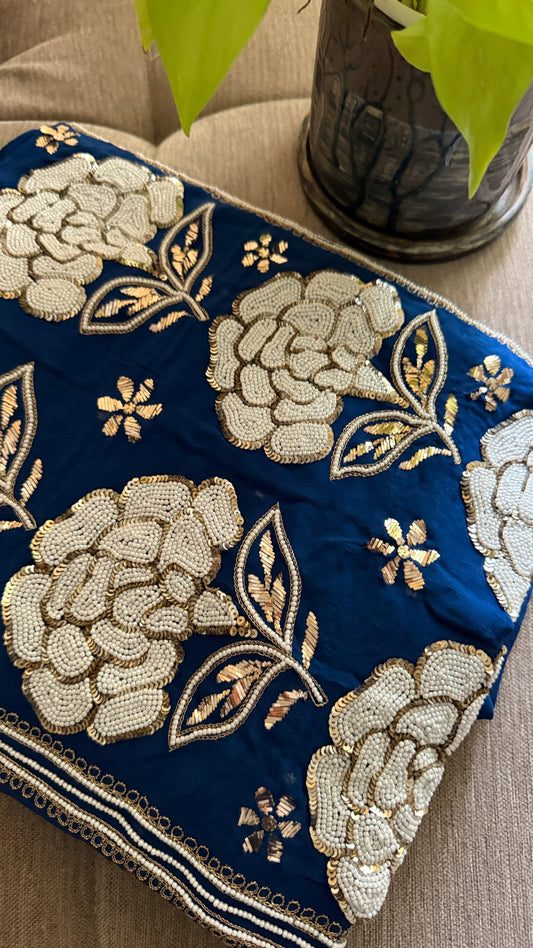 Masterpiece Royal Blue Pearl Kamdani Suit - Festive Collection