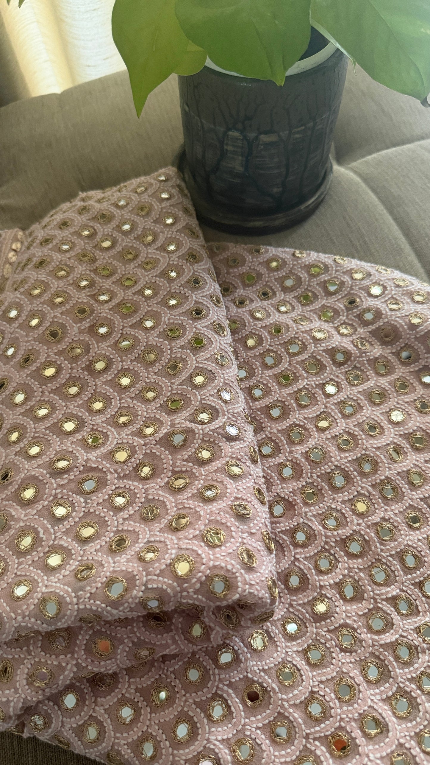 Dusty Pink Mirror & Gota Patti Chikankari Dupatta