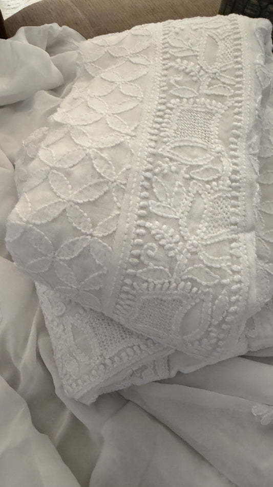 White Hand Jaali Chikankari Anarkali Suit