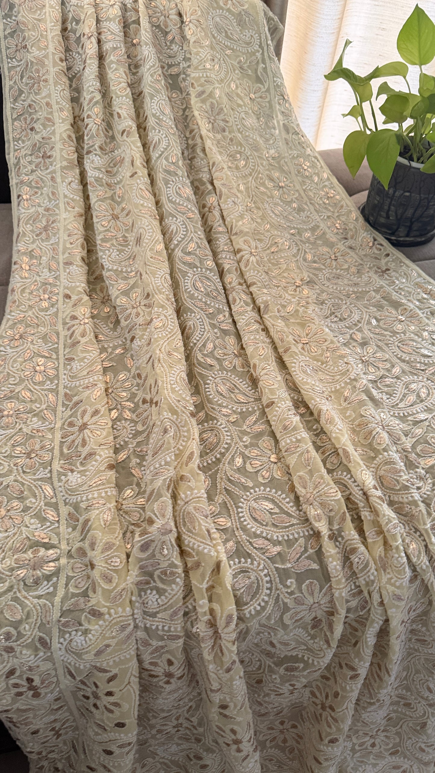 Exclusive Yellow Gota Patti Chikankari Dupatta for Women