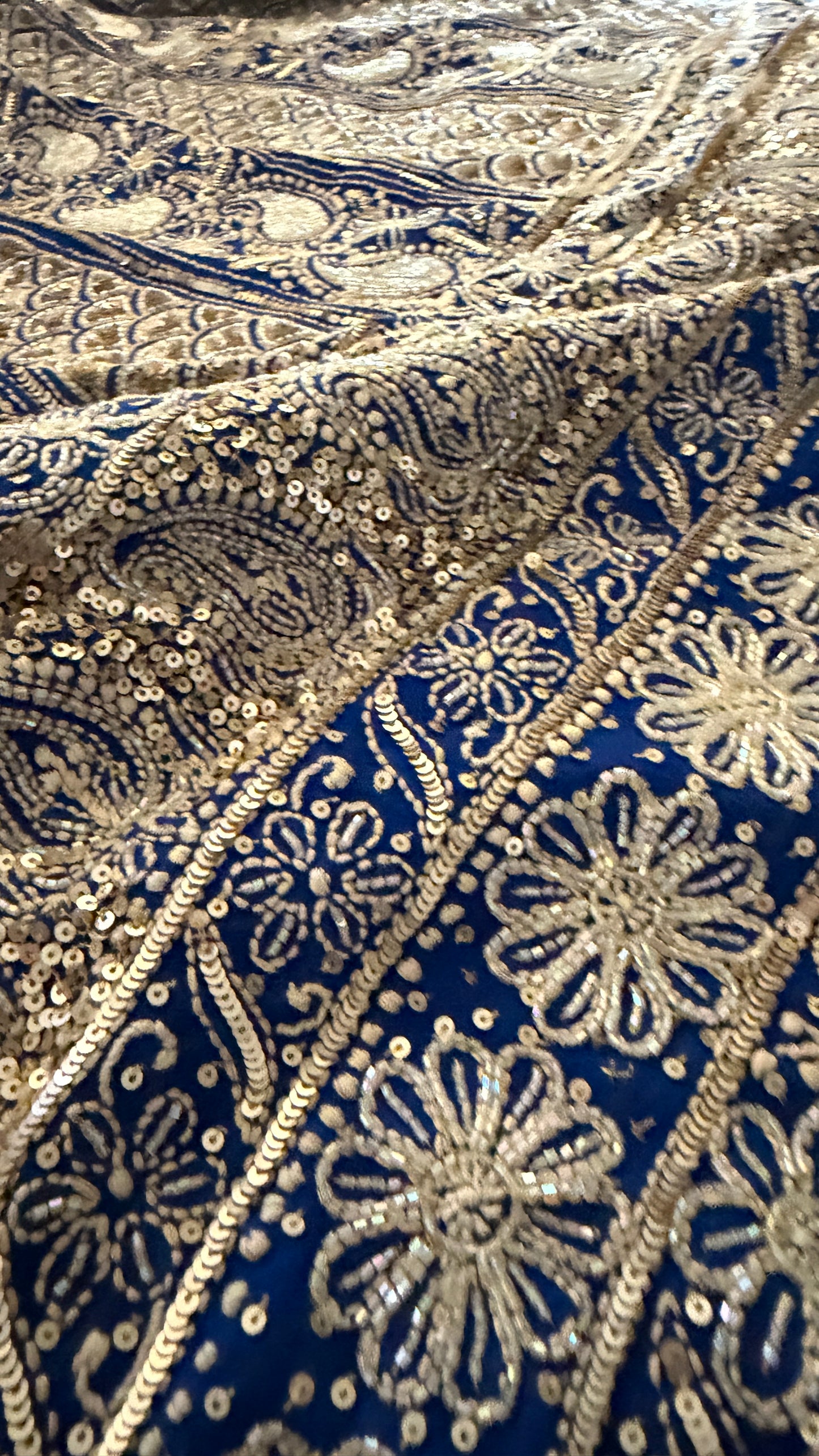 Masterpiece Royal Blue Gold Cut Dana Chikankari Suit (Kurta & Dupatta)