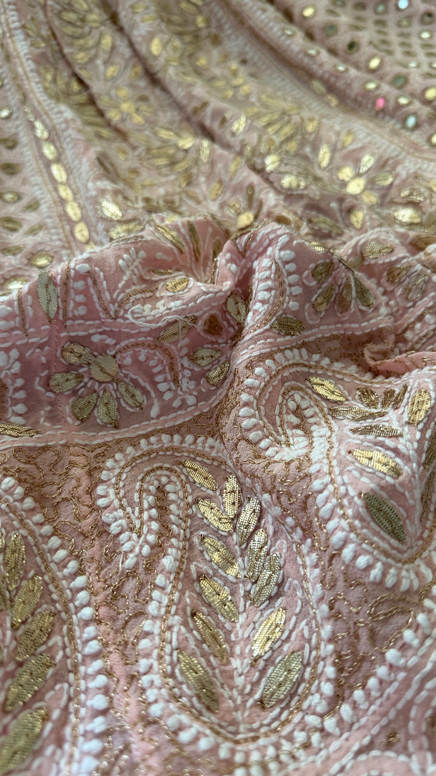 Pastel Pink Mirror & Gota Patti Chikankari Lehenga Set