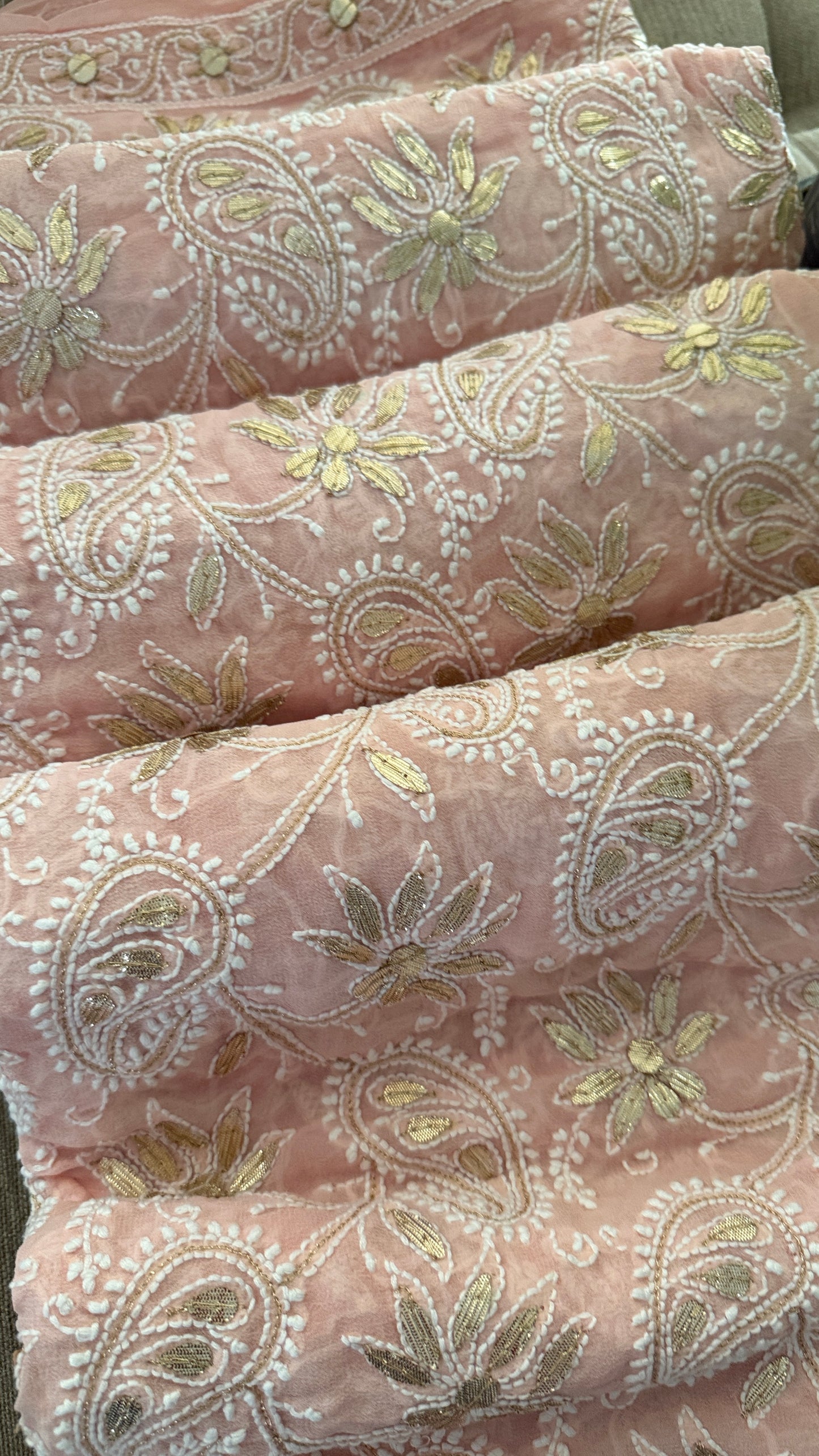 Pastel Pink Gota Patti Chikankari Dupatta