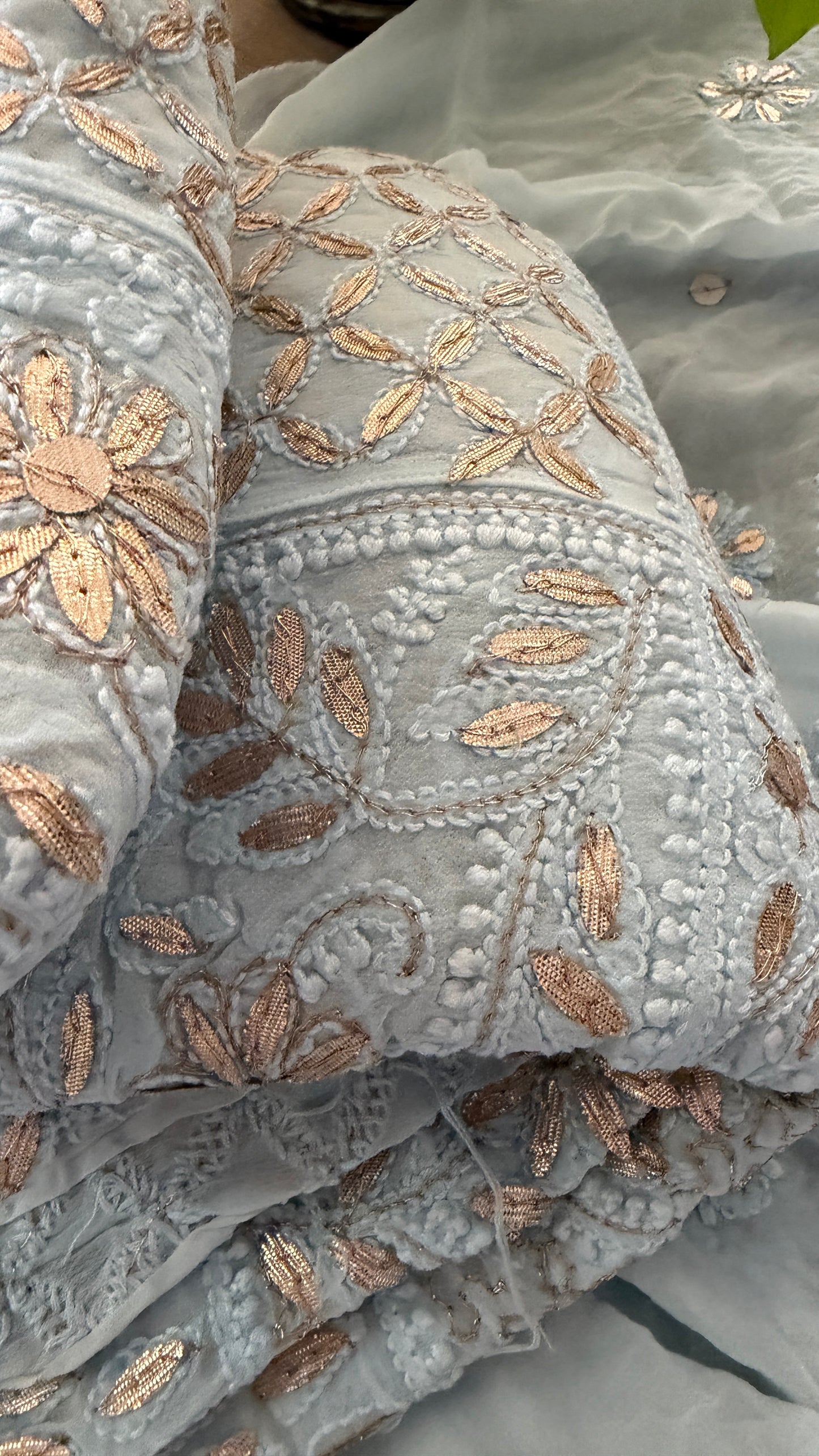 Powder Blue Gota Patti Chikankari Anarkali Suit (Anarkali And Dupatta)