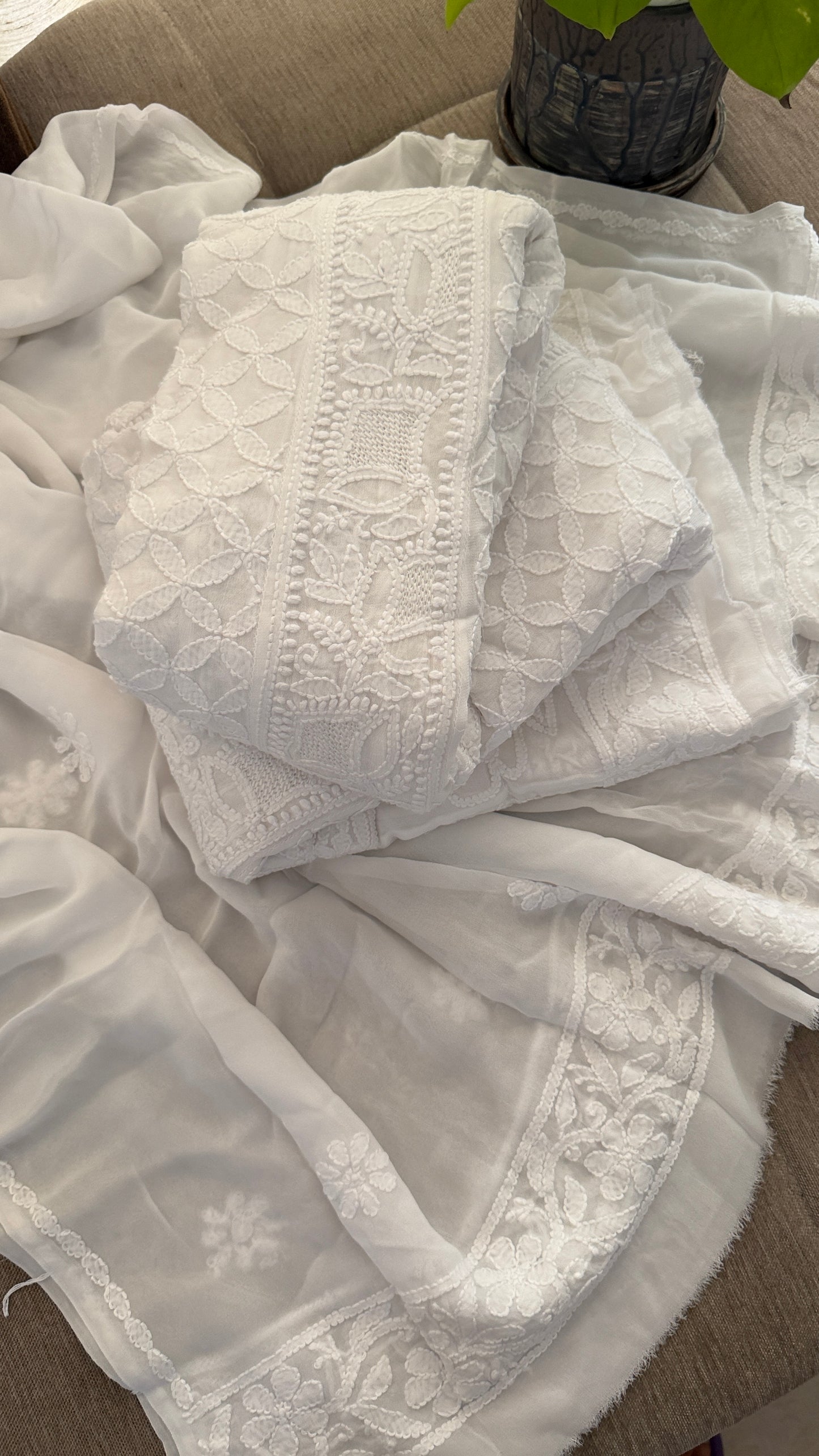 White Hand Jaali Chikankari Anarkali Suit