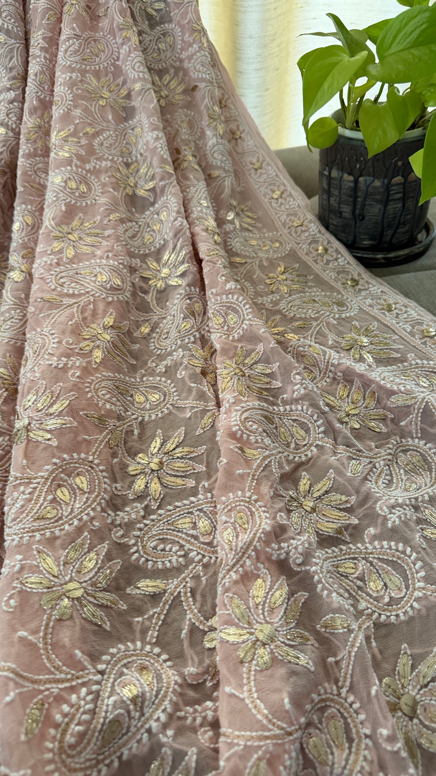 Pastel Pink Gota Patti Chikankari Dupatta