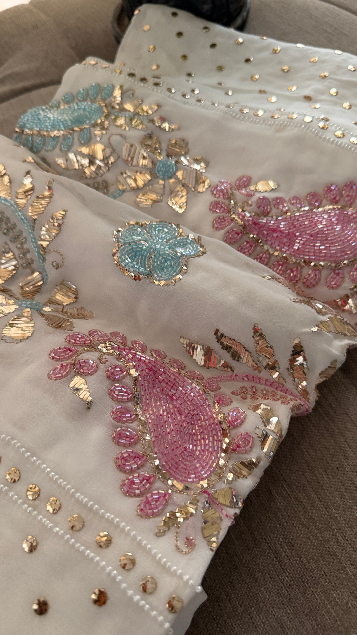 Party Wear Cut Dana Mukaish Kurta Dupatta Set
