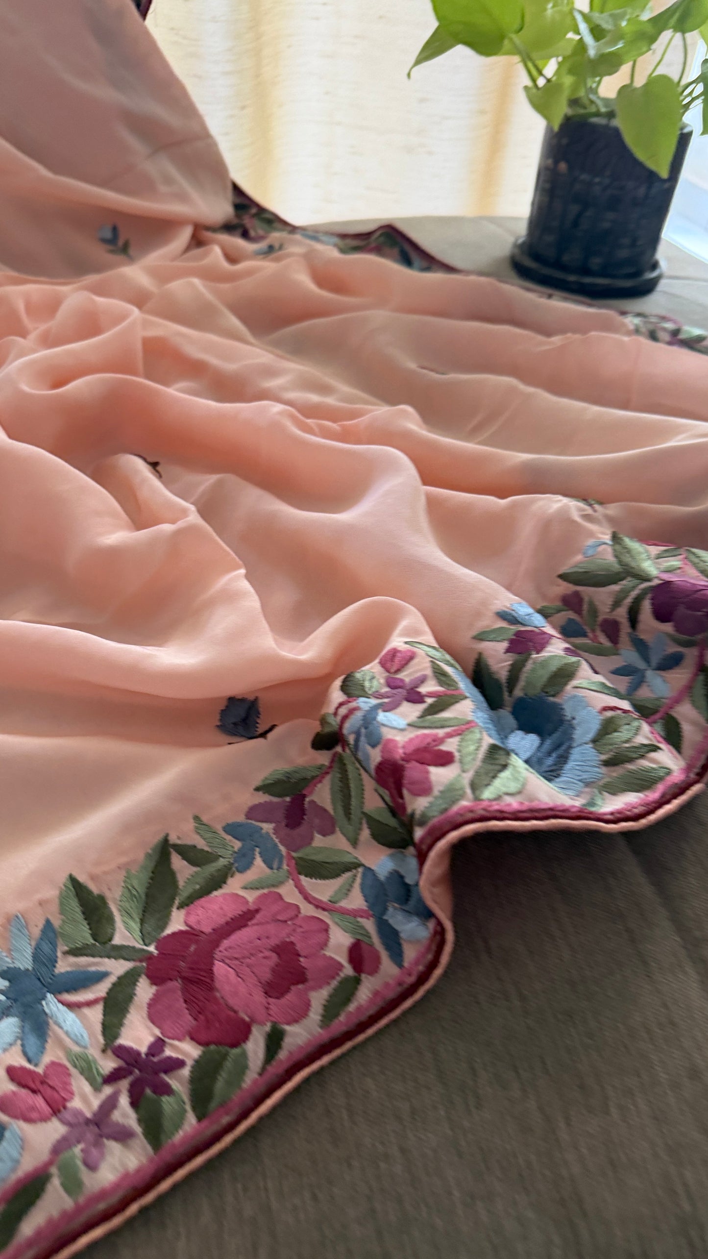 Designer Crepe Silk Parsi Gara Dupatta
