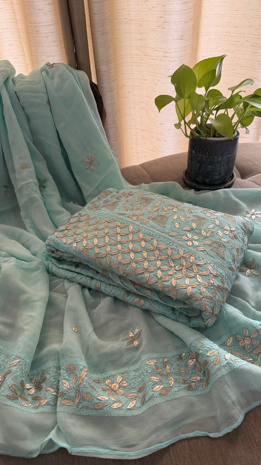 Designer Green Gota Patti Chikankari Anarkali Suit (Anarkali And Dupatta)