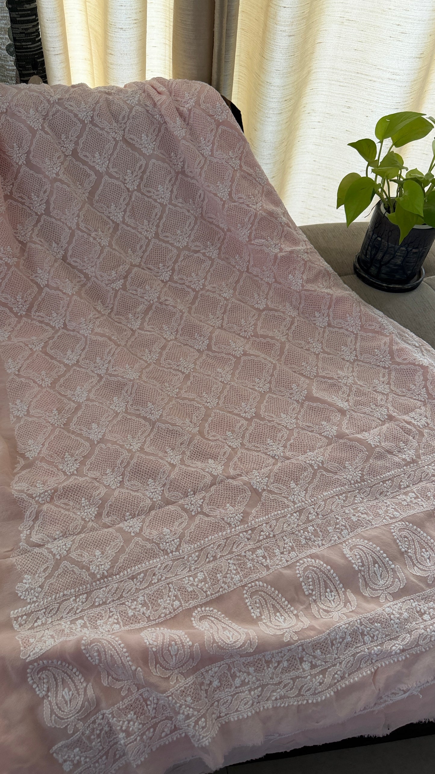 Pastel Pink Hand Jaali Chikankari Suit