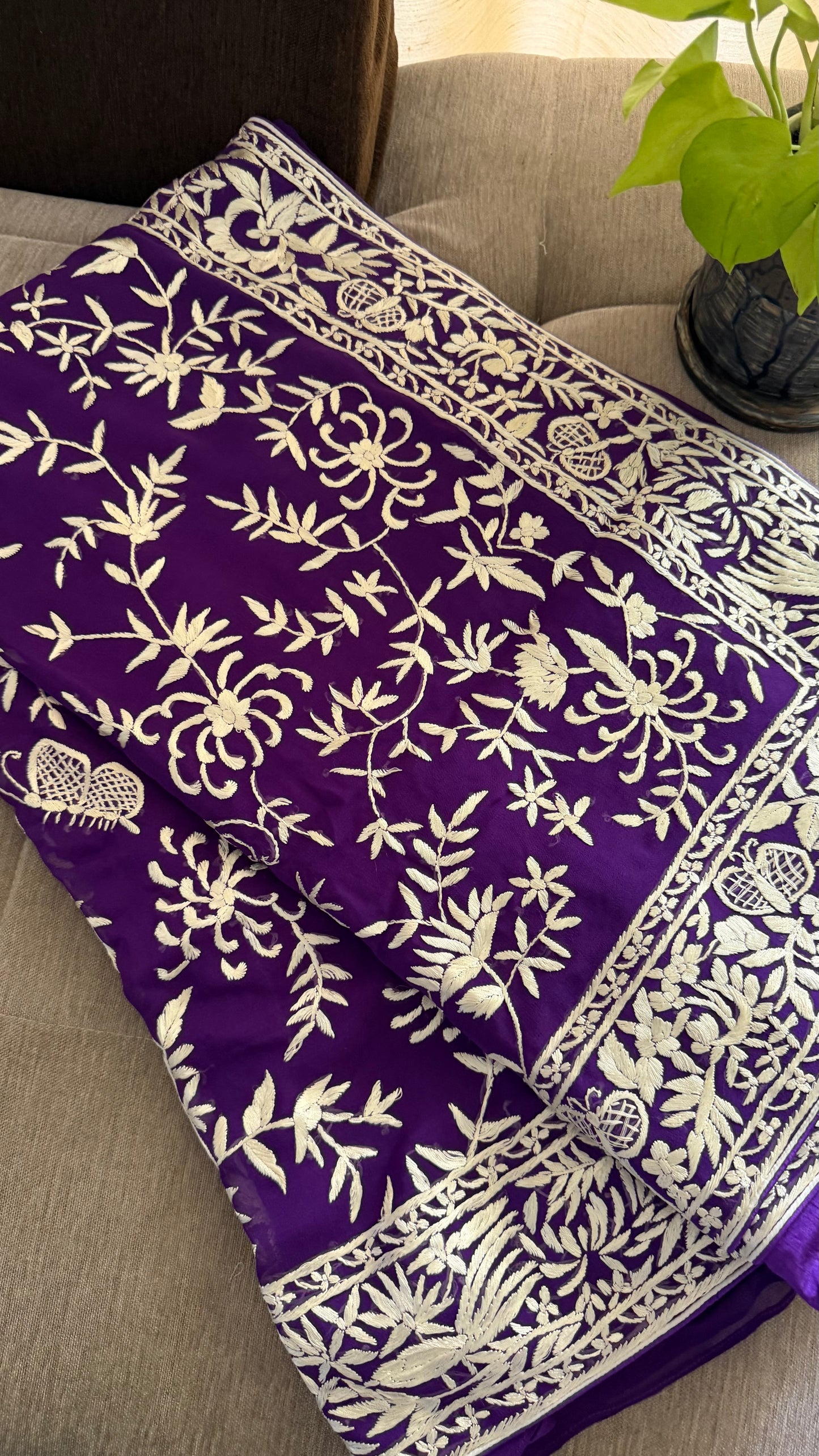 Designer Purple Parsi Gara Saree