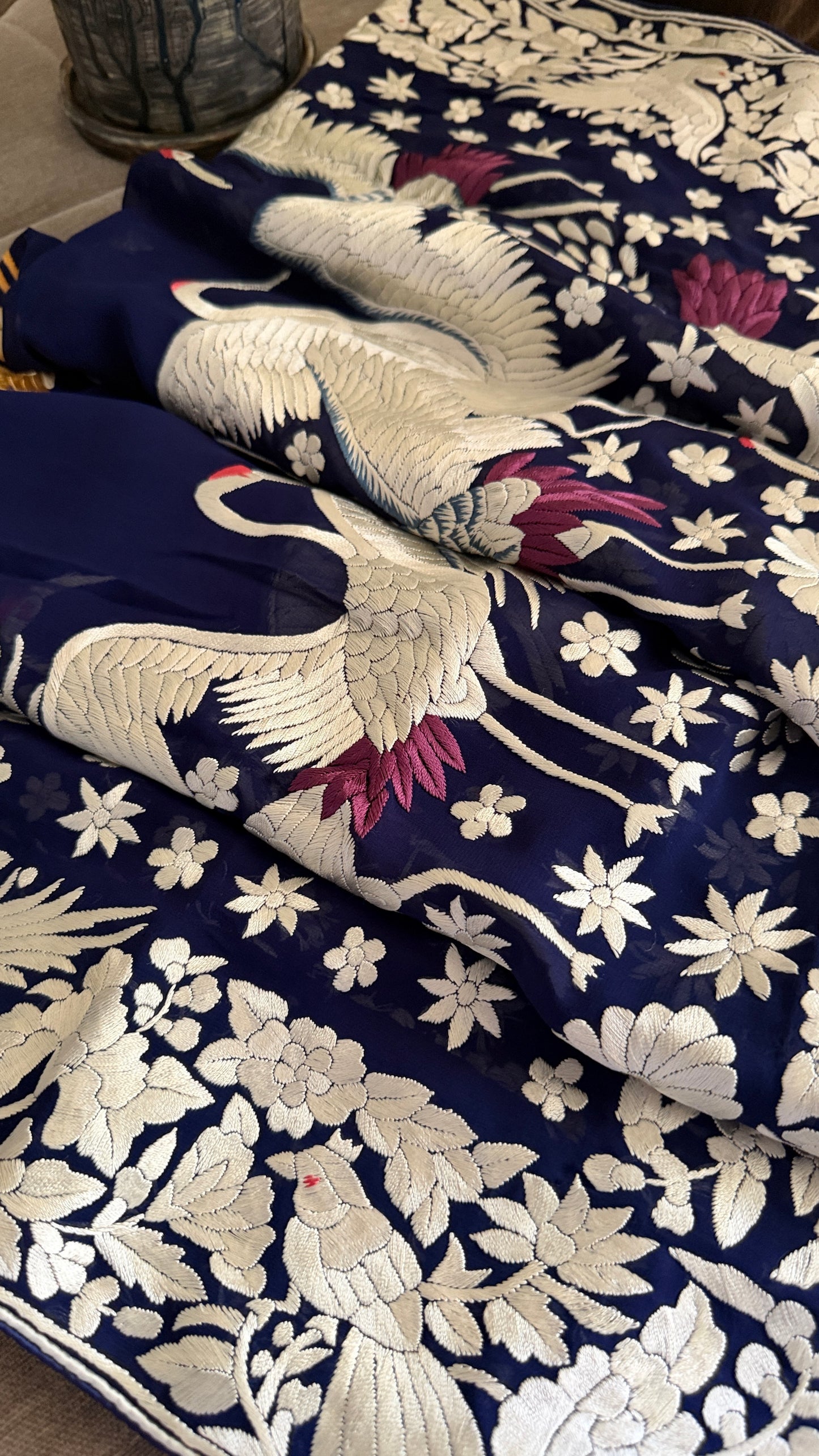Pre Order Heirloom Navy Parsi Gara Dupatta