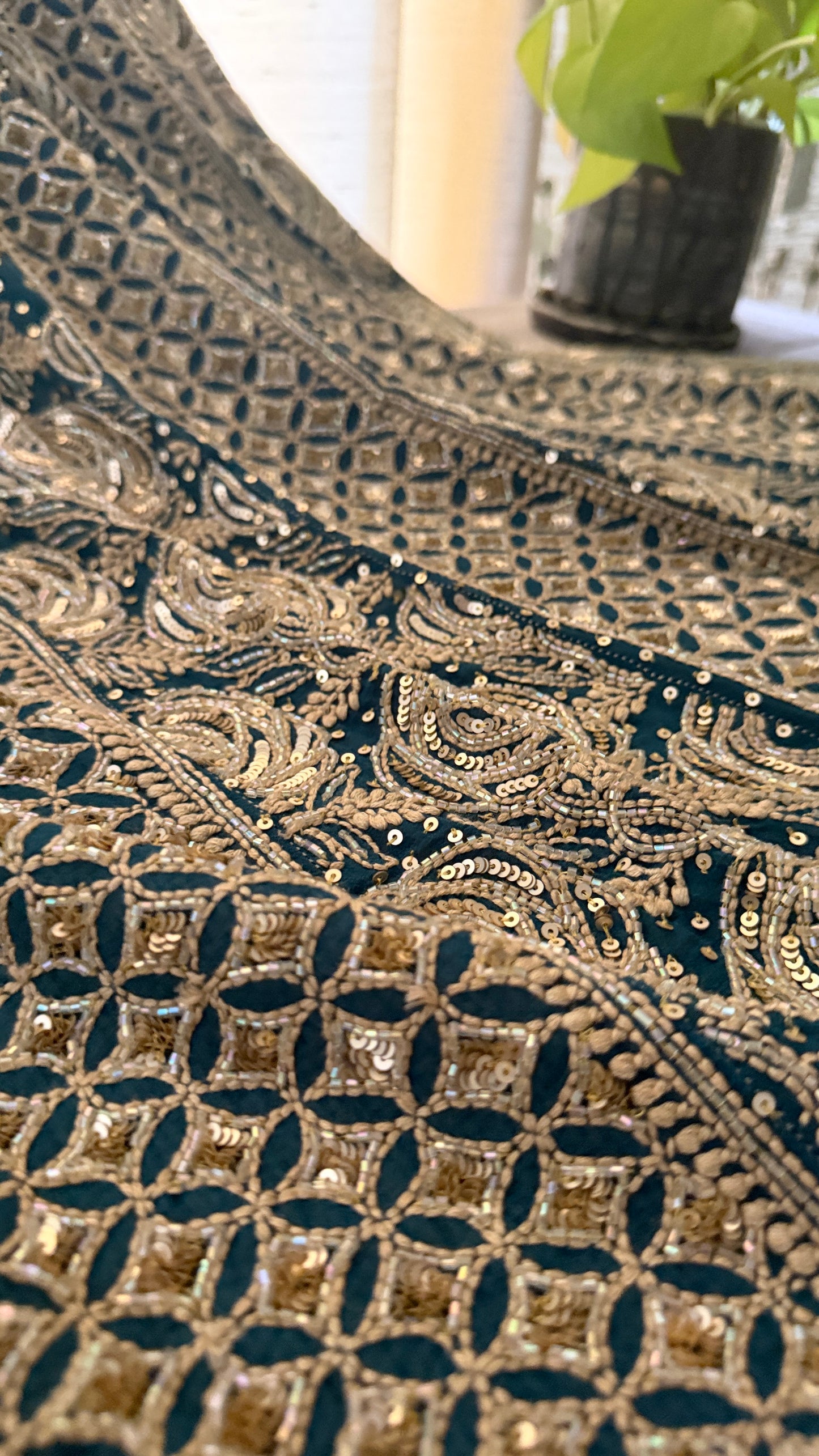 Dusty Emerald Green Cut Dana Chikankari Anarkali Suit