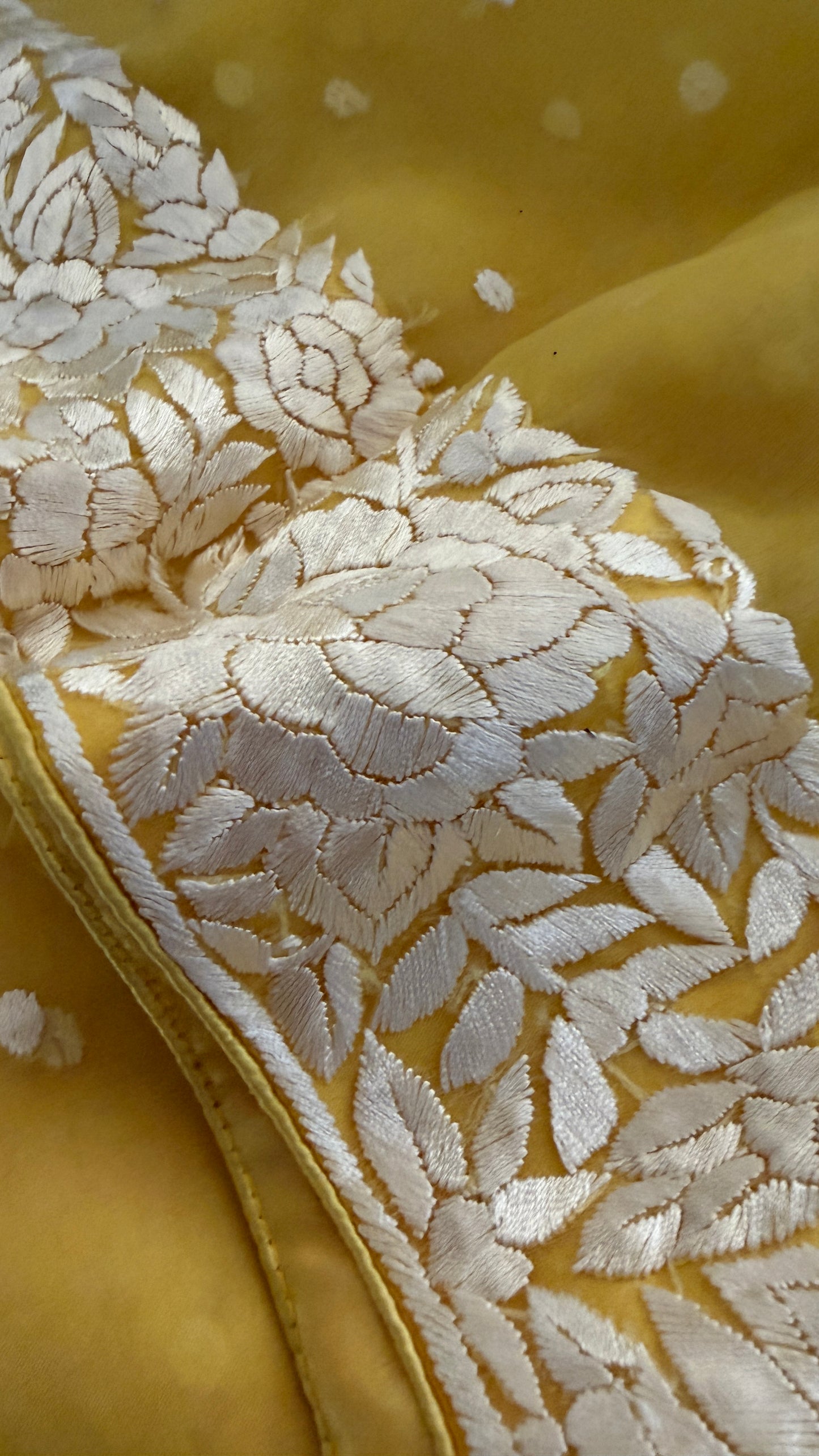 Exclusive Yellow Organza Parsi Gara Dupatta for Women