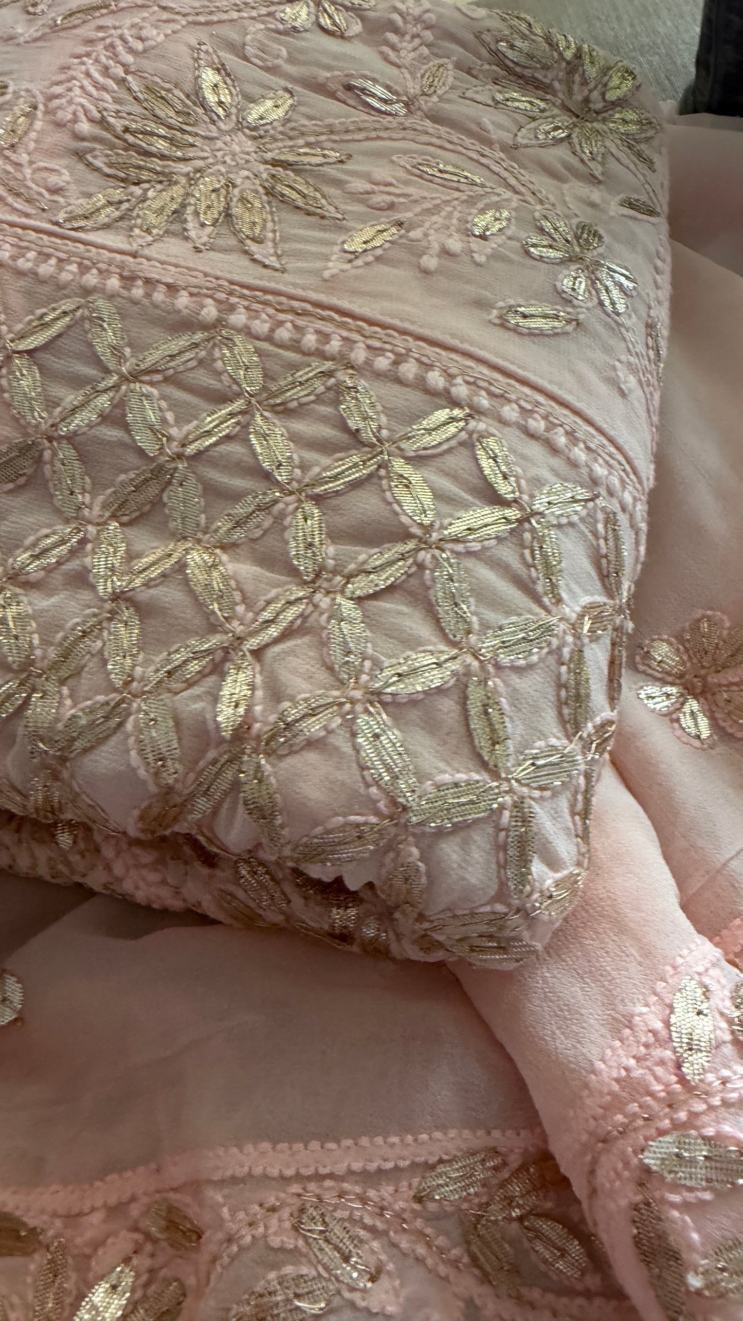 Designer Pink Gota Patti Chikankari Anarkali Suit (Anarkali And Dupatta)