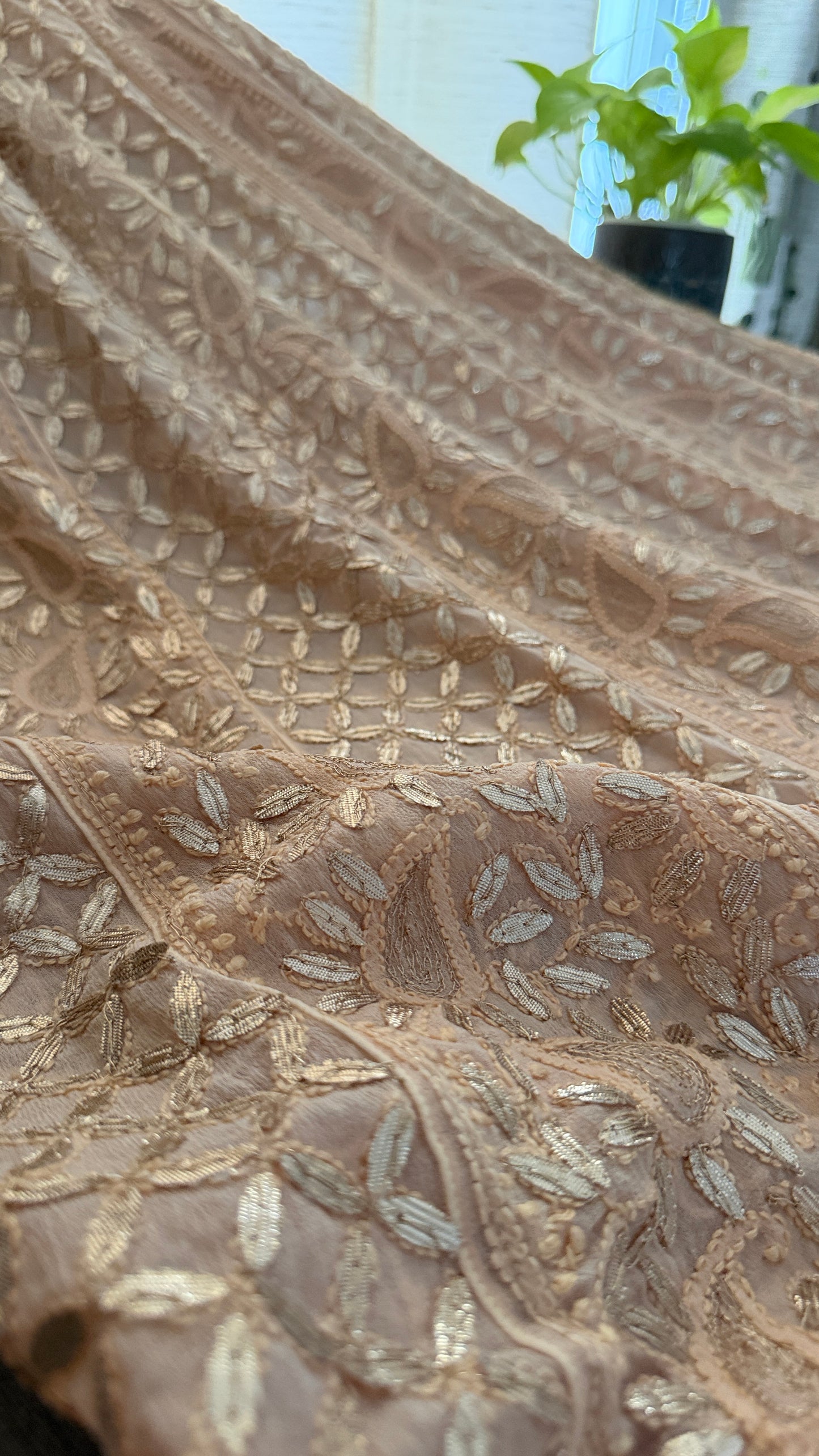 Rose Gold Gota Patti Chikankari Anarkali Suit (Anarkali And Dupatta)
