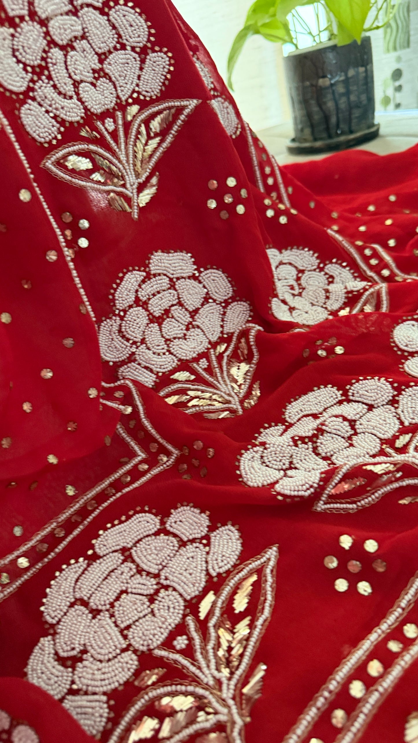 Masterpiece Red Pearl Kamdani Suit - Festive Collection