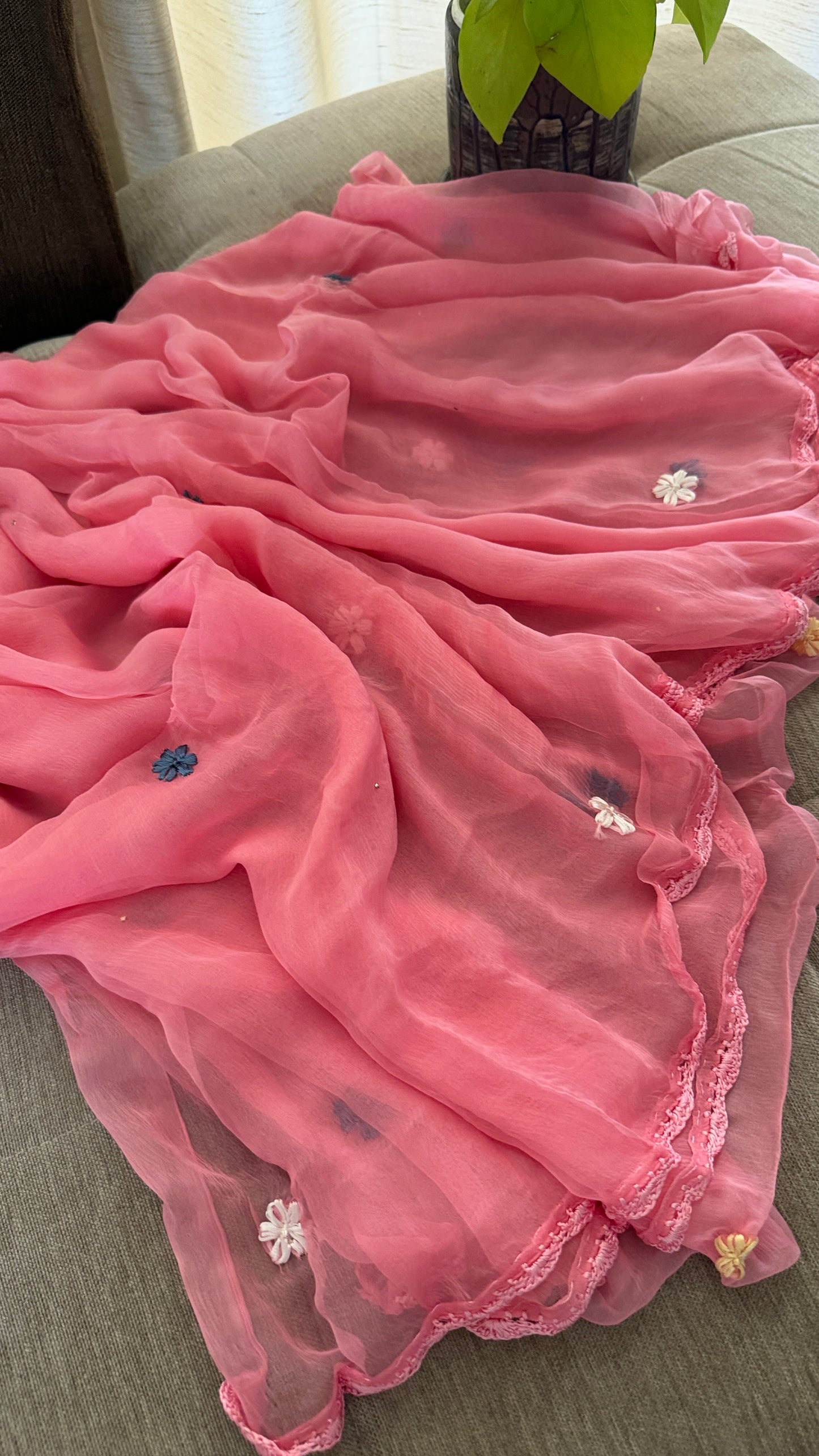 Chikankari Parsi Gara Neckline Kurta Dupatta Set