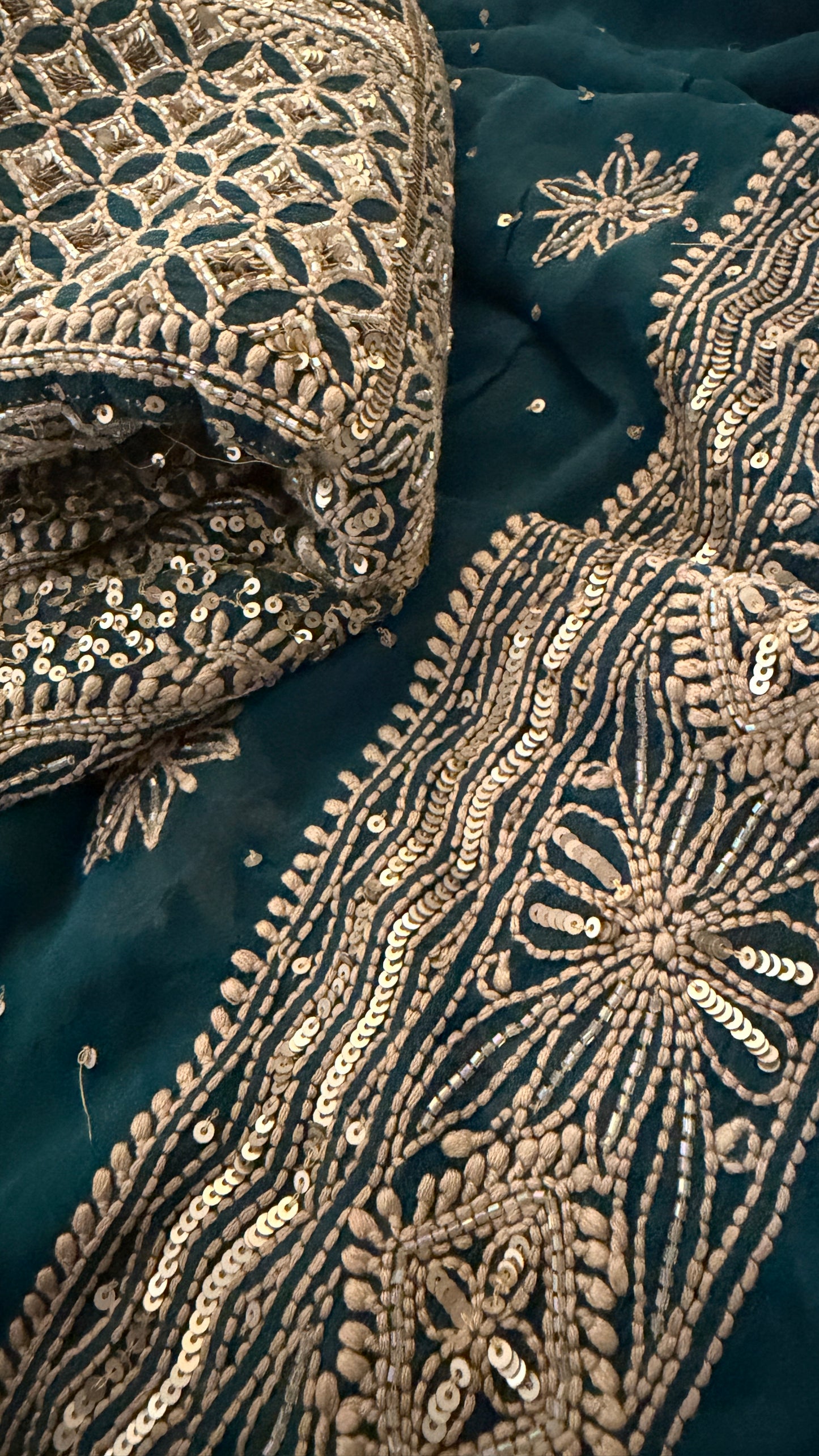 Dusty Emerald Green Cut Dana Chikankari Anarkali Suit