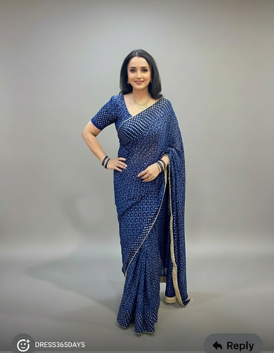 Masterpiece Navy Kamdani Saree