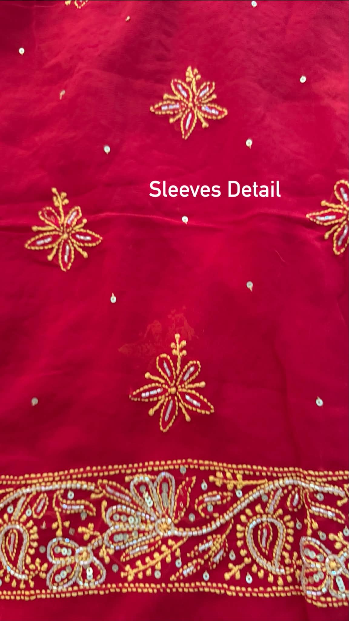 Masterpiece Red Cut Dana Sequin Chikankari Suit (Kurta & Dupatta)