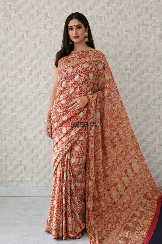 Masterpiece Chikankari Cut Dana Sequin Saree