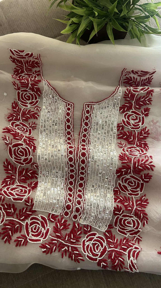 Exclusive Organza Pearl Chikankari Suit
