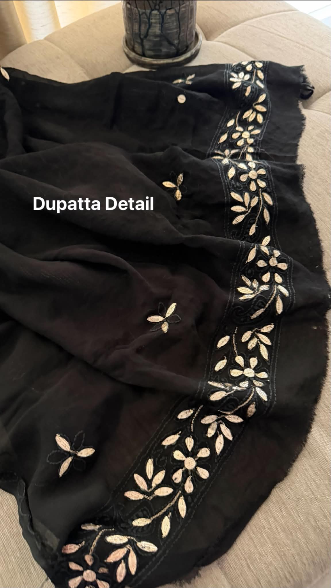 Black Gota Patti Unstitched Chikankari Suit (Kurta & Dupatta)