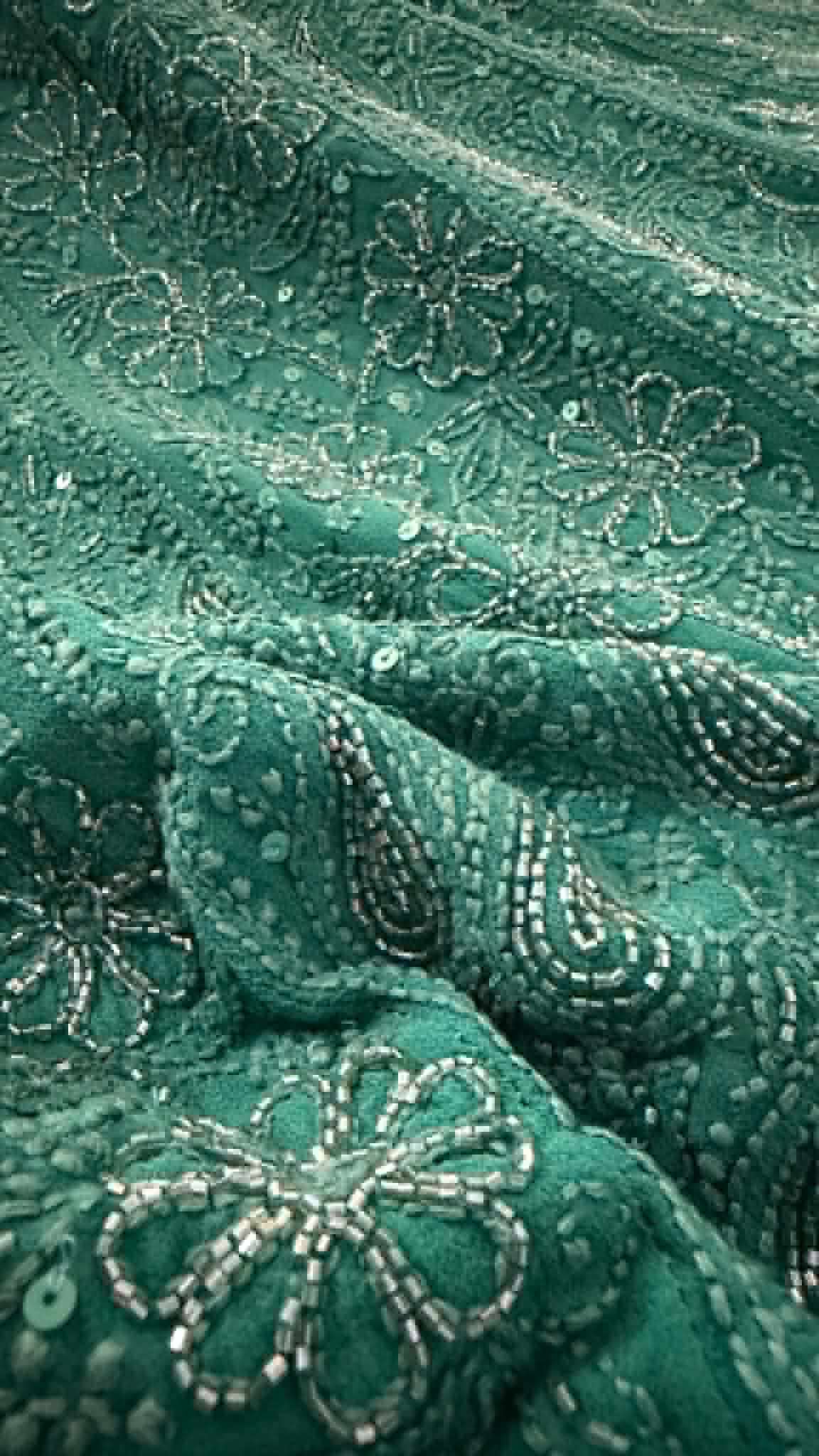 Designer Emerald Greeen Cut Dana Work Chikankari Anarkali & Dupatta Set