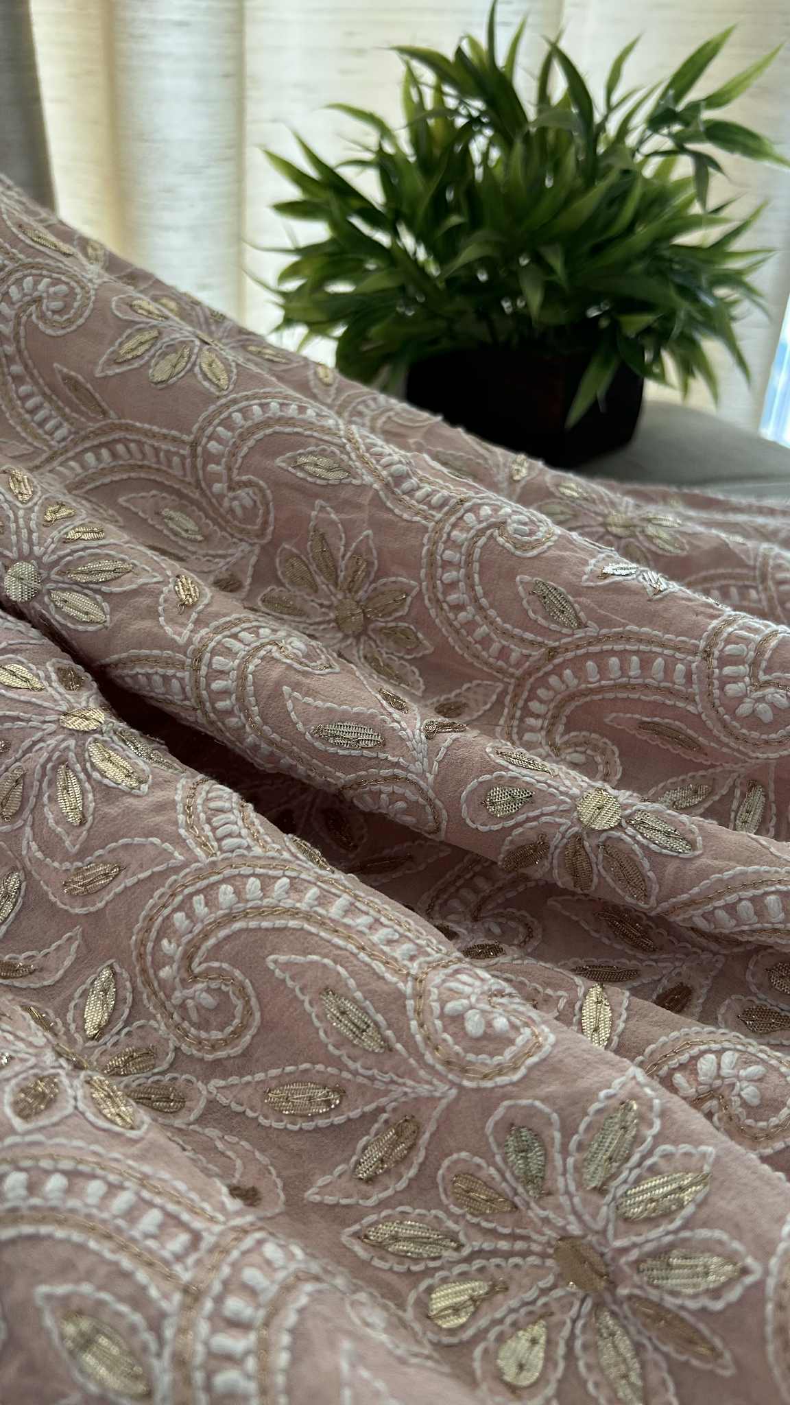 Pastel Pink Gota Patti Chikankari Dupatta