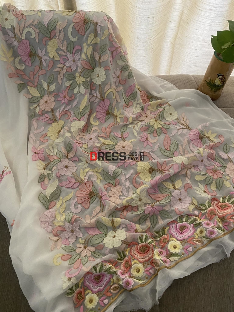 All Over Multicolour Chikankari Parsi Gara Suit Suits