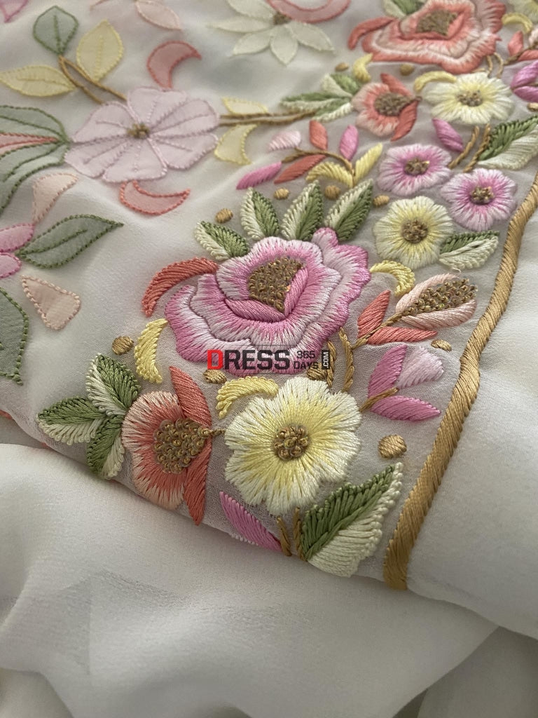 All Over Multicolour Chikankari Parsi Gara Suit Suits