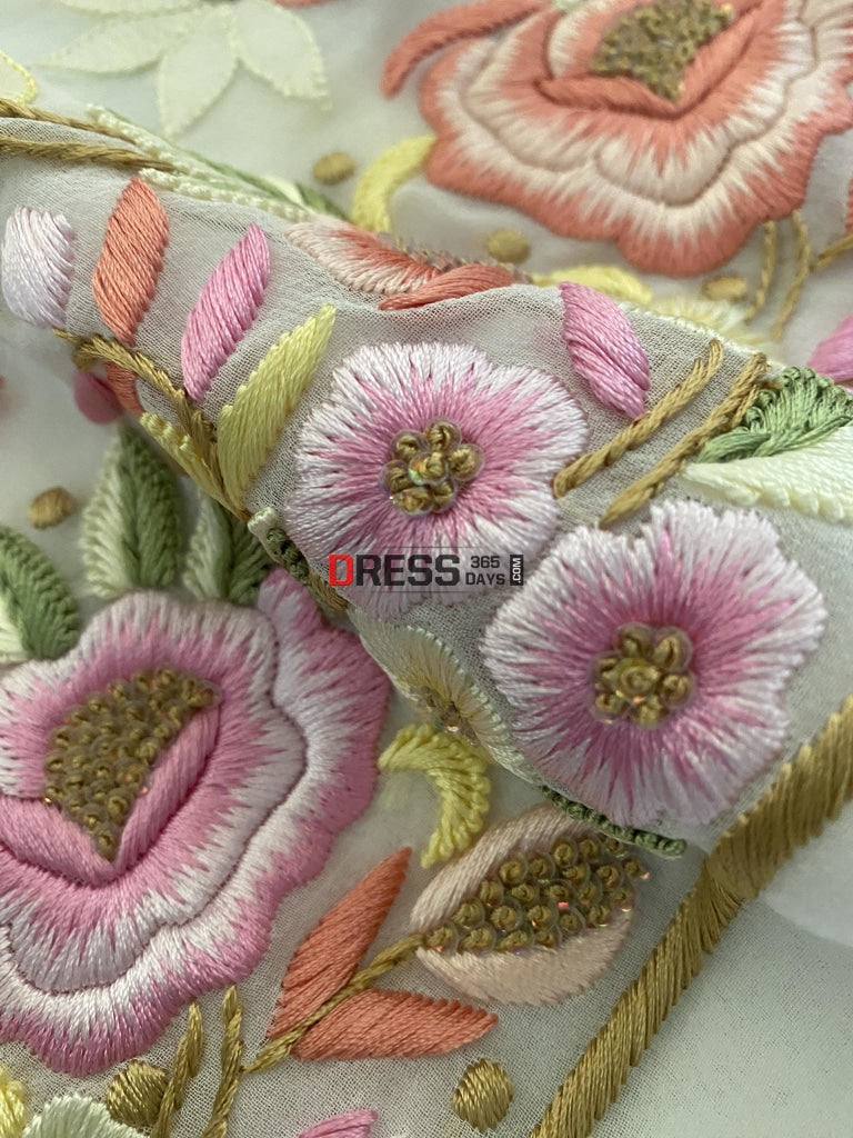 All Over Multicolour Chikankari Parsi Gara Suit Suits