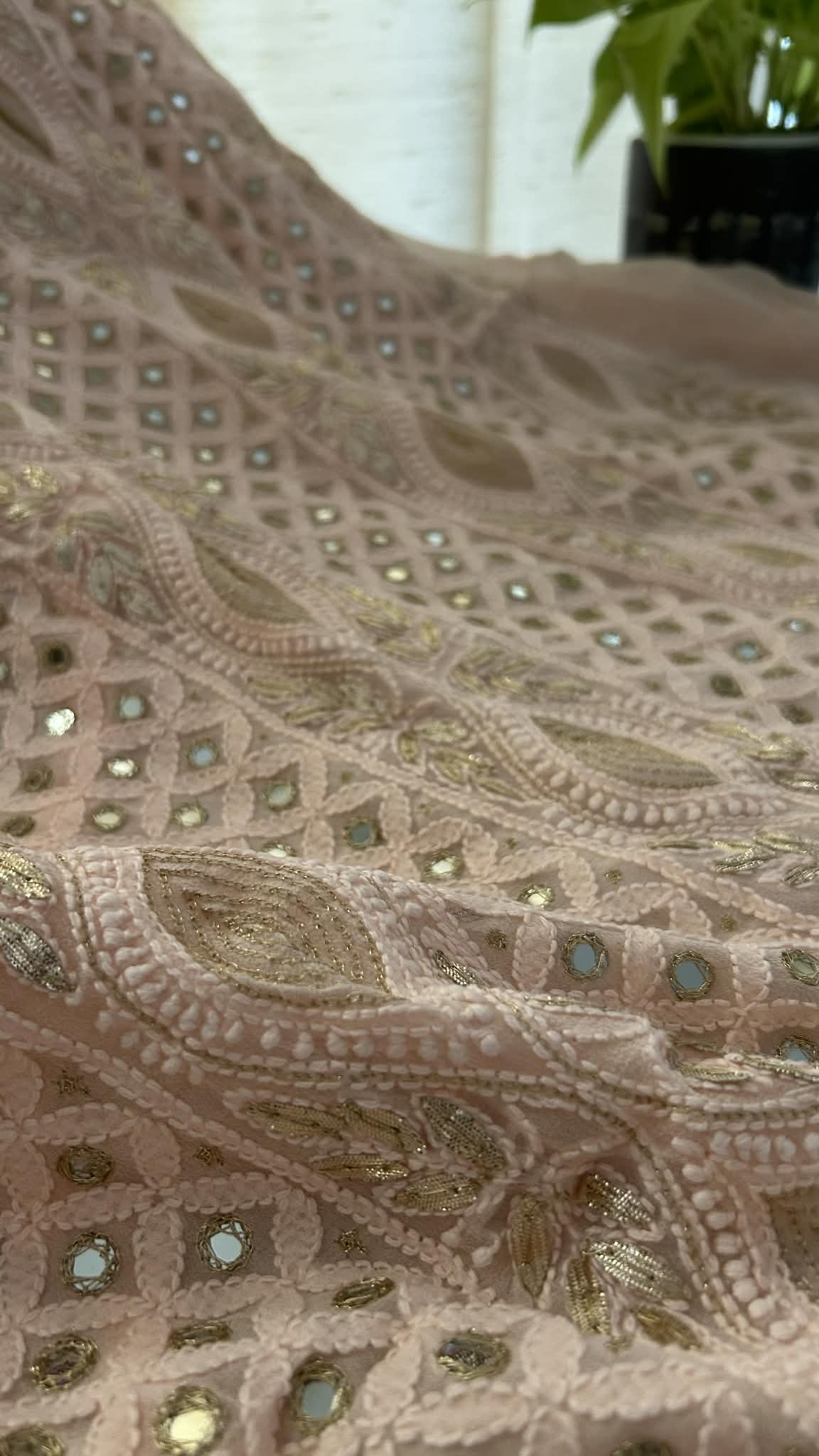 Pastel Pink Mirror & Gota Patti Chikankari Suit