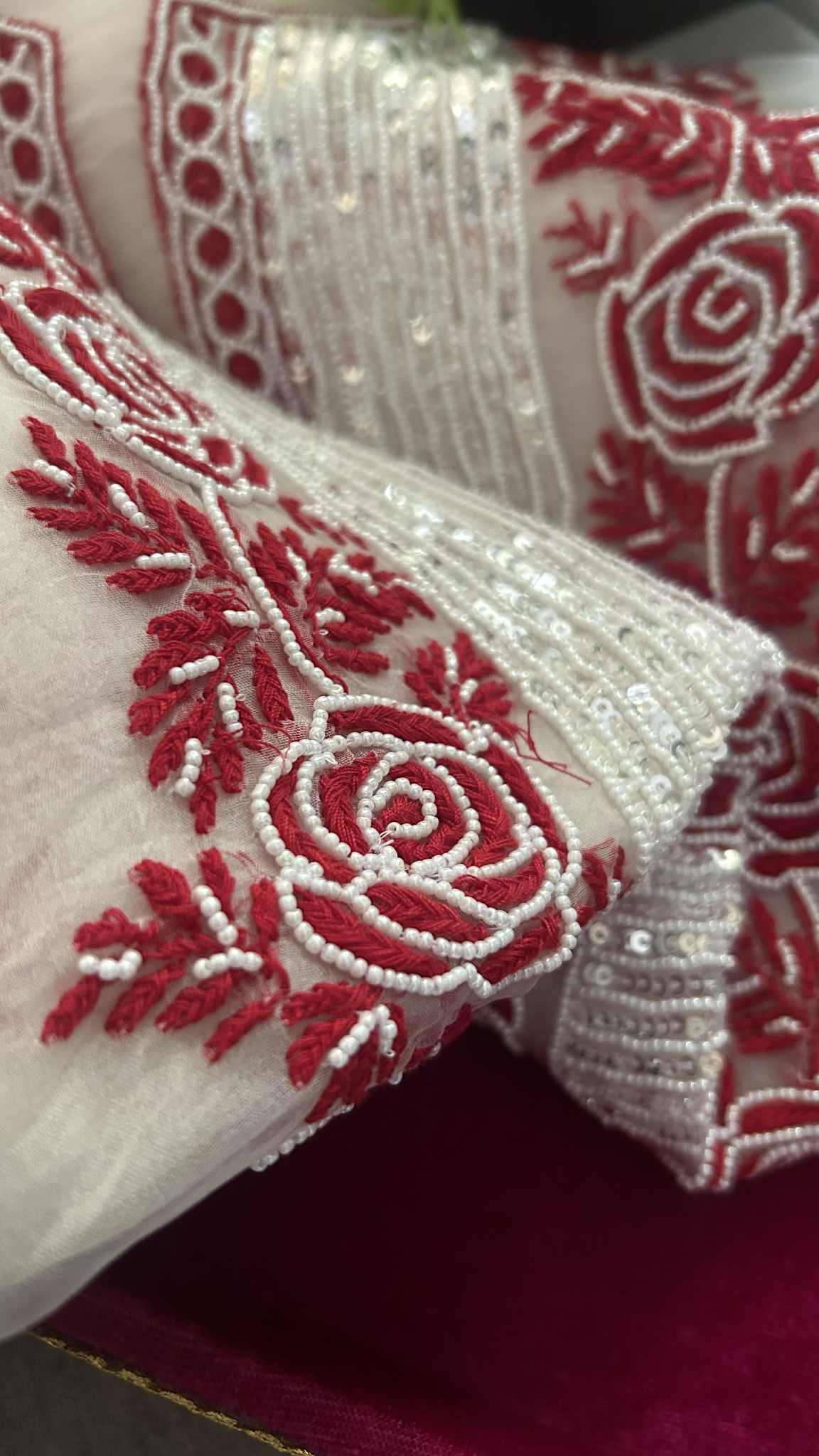 Exclusive Organza Pearl Chikankari Suit