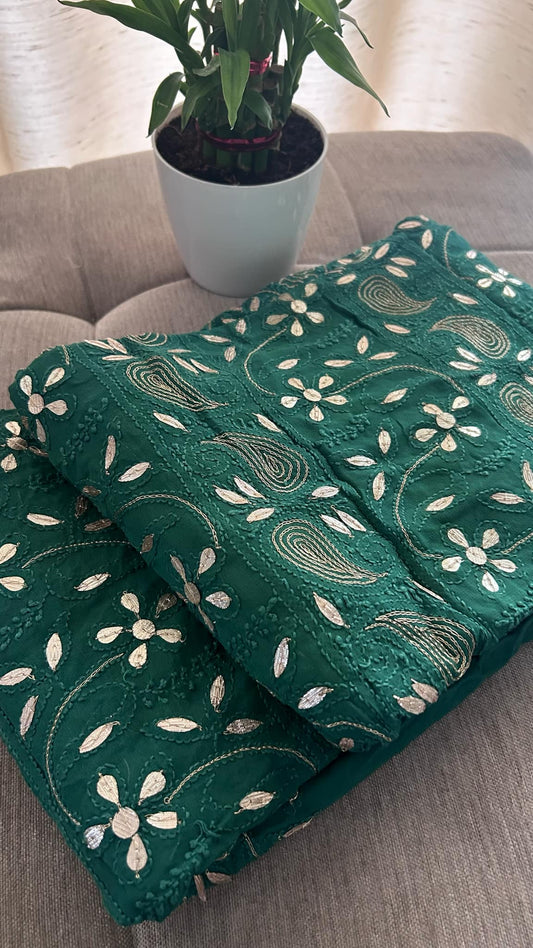 Emerald Green Gota Patti Chikankari Suit