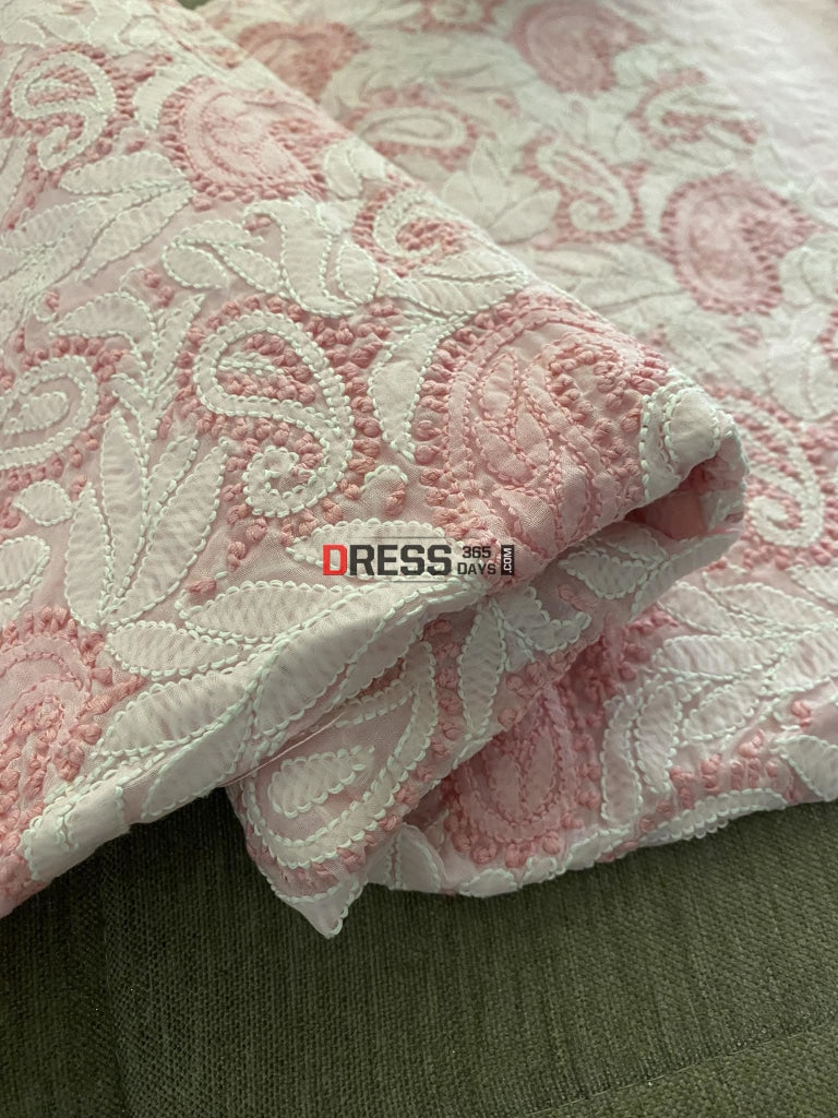 Cotton Chikankari Baby Pink Cord set main image 1