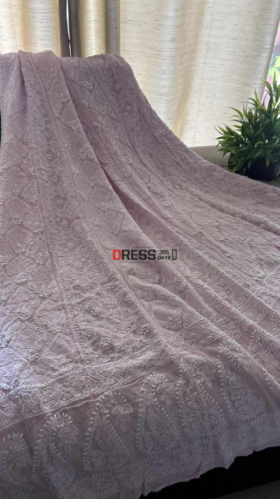 Baby Pink Hand Jaali Chikankari Anarkali Suit Chikankari Anarkali