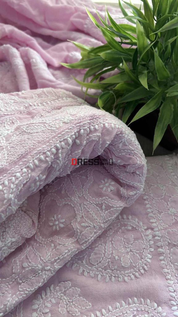Baby Pink Hand Jaali Chikankari Anarkali Suit Chikankari Anarkali