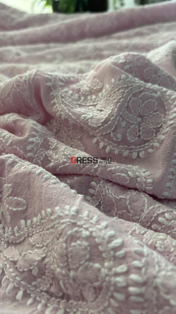 Baby Pink Hand Jaali Chikankari Anarkali Suit Chikankari Anarkali