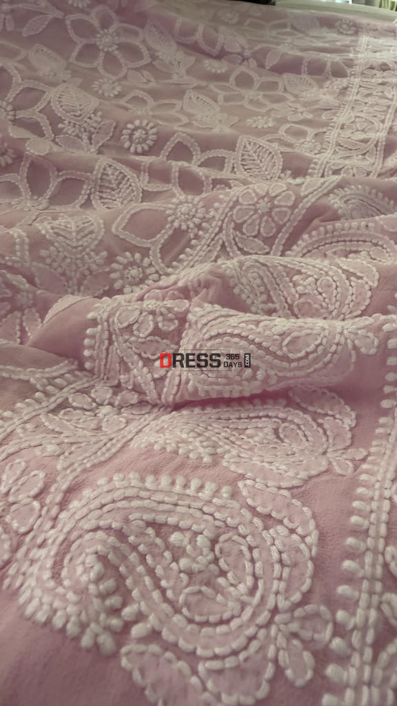 Baby Pink Lucknowi Chikankari Suit - Chikankari Suits