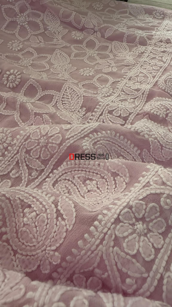 Baby Pink Lucknowi Chikankari Suit - Chikankari Suits